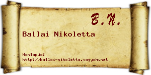 Ballai Nikoletta névjegykártya